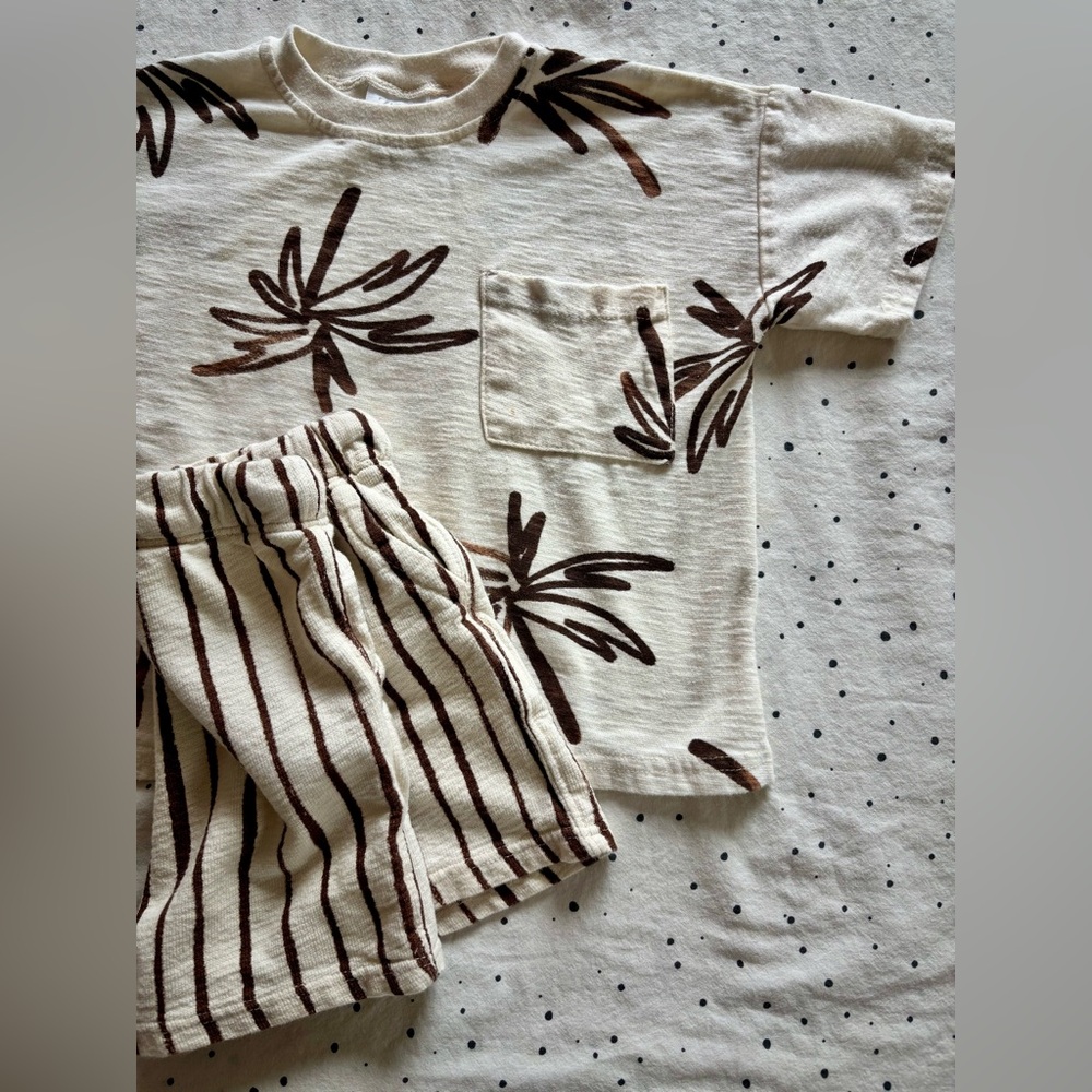 Zara Kids Matching Set in Cream and Brown